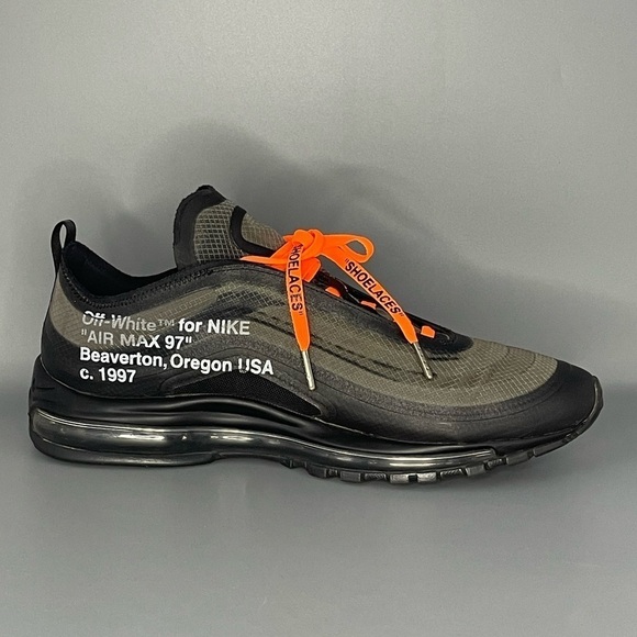 Off-White x Nike Air Max 97 Black / Orange - Zip Tie Size 13 AJ4585-001 OG Box - Picture 10 of 15